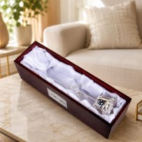 Platinum Rose in Rosewood Display Case