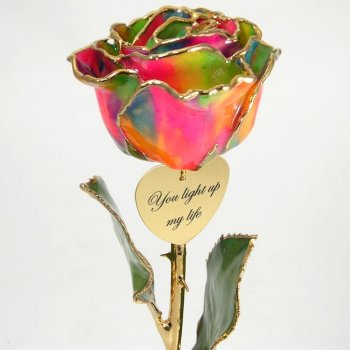 11" Personalized Rainbow Pride 24k Gold Rose
