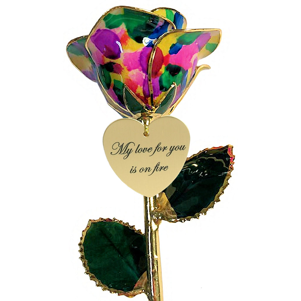 11″ Personalized Rainbow Pride 24k Gold Rose