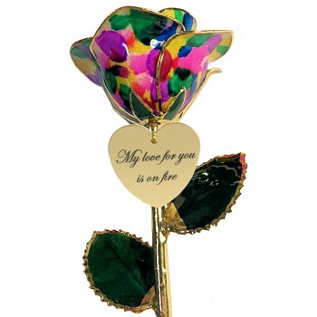 11" Personalized Rainbow Pride 24k Gold Rose