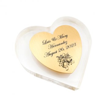 Personalized Wedding Gift: Heart Paperweight with Bells