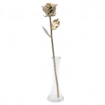 17" Platinum Dipped Rose in Eiffel Tower Vase