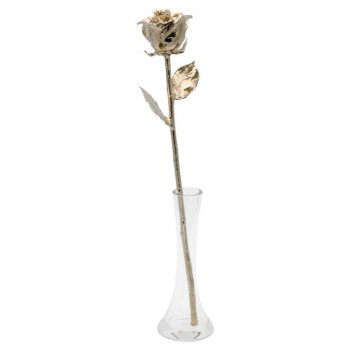 17" Platinum Dipped Rose in Eiffel Tower Vase