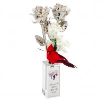 20th Anniversary Gift: Platinum Roses of Love in Custom Vase