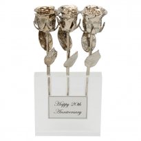 Past, Present, Future 8" Platinum Roses in Custom Vase