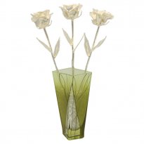Past, Present, Future 14" Silver Roses in Evergreen Vase