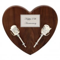 25th Anniversary Silver Roses on Personalized Heart Plaque 25th Anniversary Silver Roses on Personalized Heart Plaque
