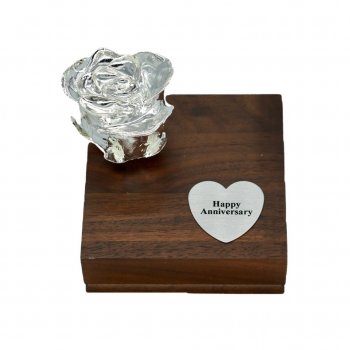 Silver Rose Bloom Personalized Desk Set