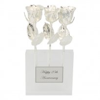 Past, Present, Future 8" Silver Roses in Custom Vase