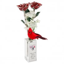 2 Silver Trim Roses of Love in Personalized Vase