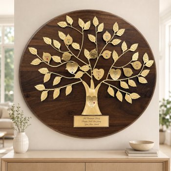 Engraved 50th Anniversary Gift Gold Family Tree Plaque