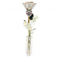 11" Personalized Wedding Rose & Video, Photo QR Code Heart In Vase