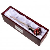 24k Gold Trimmed Rose in Rosewood Display Case