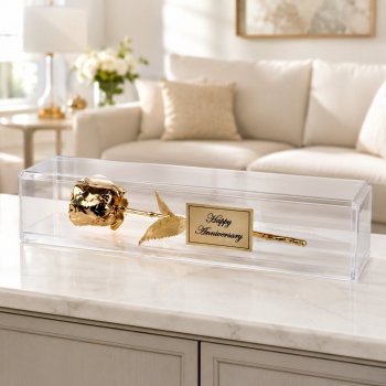 24k Gold Trimmed Rose in Museum Case