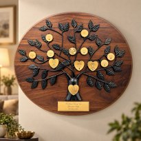 Personalized Anniversary Family Tree: Oval Plaque with Black Tree