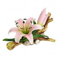 Capodimonte Porcelain Lily and Bud on a Branch