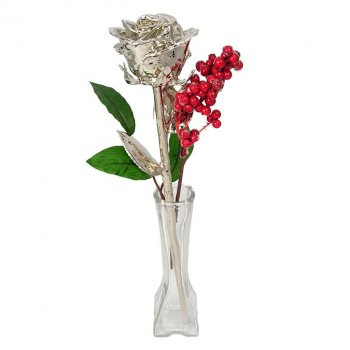 11" Fully Dipped Christmas Rose in Eiffel Tower Vase