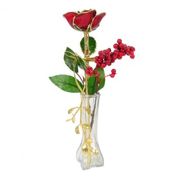 Christmas Rose and Mistletoe in Eiffel Tower Vase