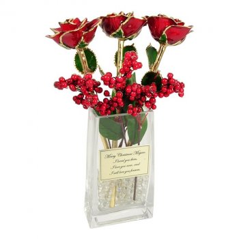Past, Present, Future Christmas Roses in Personalized Vase