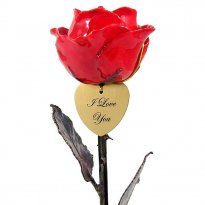 11" Antique Copper Rose and Engraved Heart