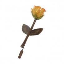 3 Antique Copper Rose Pins with 2 Leaves: Cream and Pink