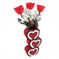 Past, Present and Future Copper Roses in 3 Heart Vase