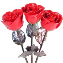 3 Past, Present and Future 11" Copper Dipped Roses