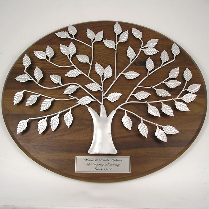 personalized silver 20th or 25th anniversary gift family tree plaque personalized family tree gift