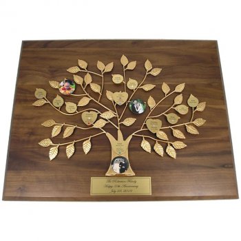 tree 50th anniversary family engraved plaque gold gift gifts