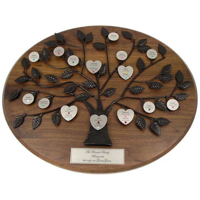 Engraved Family Tree Plaque with Silver Plate