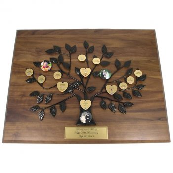 Personalized Anniversary Family Tree Plaque with Black Tree