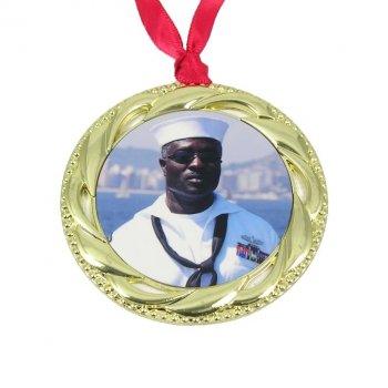 Gold or Silver Custom Military Photo Christmas Ornament