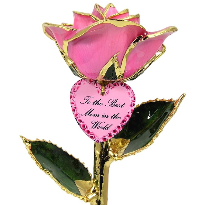 Personalized Mother's Day Gift: 11in. 24k Gold Rose and Heart