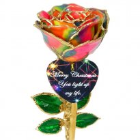 8" Personalized Christmas Lights 24k Gold Rose Gift