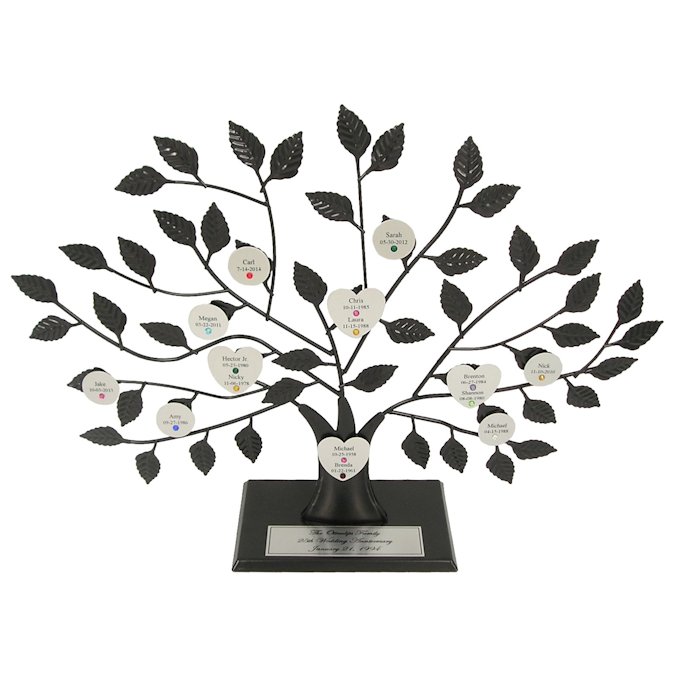 Personalised Family Tree Names Metal Wall Art Plaque Sign White Silver Gift 