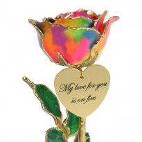8" Personalized Love's on Fire 24k Gold Rose