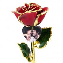 11" Preserved Rose and Personalized Photo Heart Gift