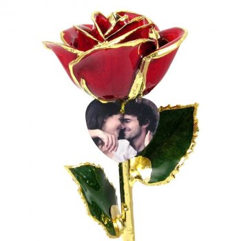 11" Preserved Rose and Personalized Photo Heart Gift