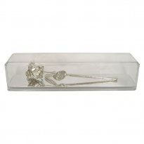 11" Platinum Dipped Rose in Museum Case