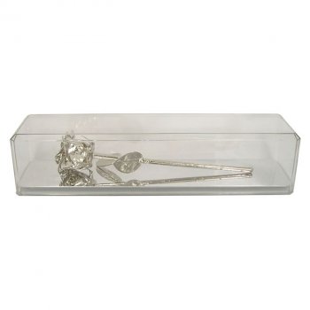 11" Platinum Dipped Rose in Museum Case