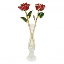2 Valentine's Day 11" Dipped Roses in Forever Love Vase