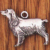 Mireval Sterling Silver Engraveable Medium Cocker Spaniel Disc Charm on an Optional Charm Holder 